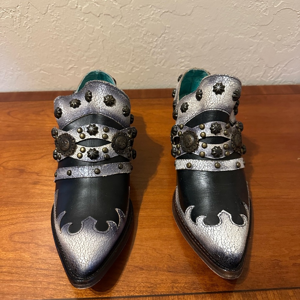 Corral Silver and Black Studded Ankle Boots - Picture 3 of 7